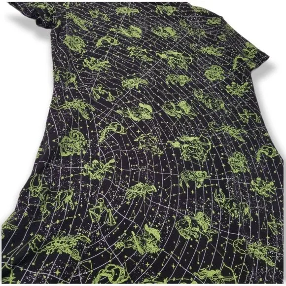 Dolls Kill Horoscopez Constellation Mini Dress Short Sleeve Mock Neck Zodiac - Picture 7 of 9